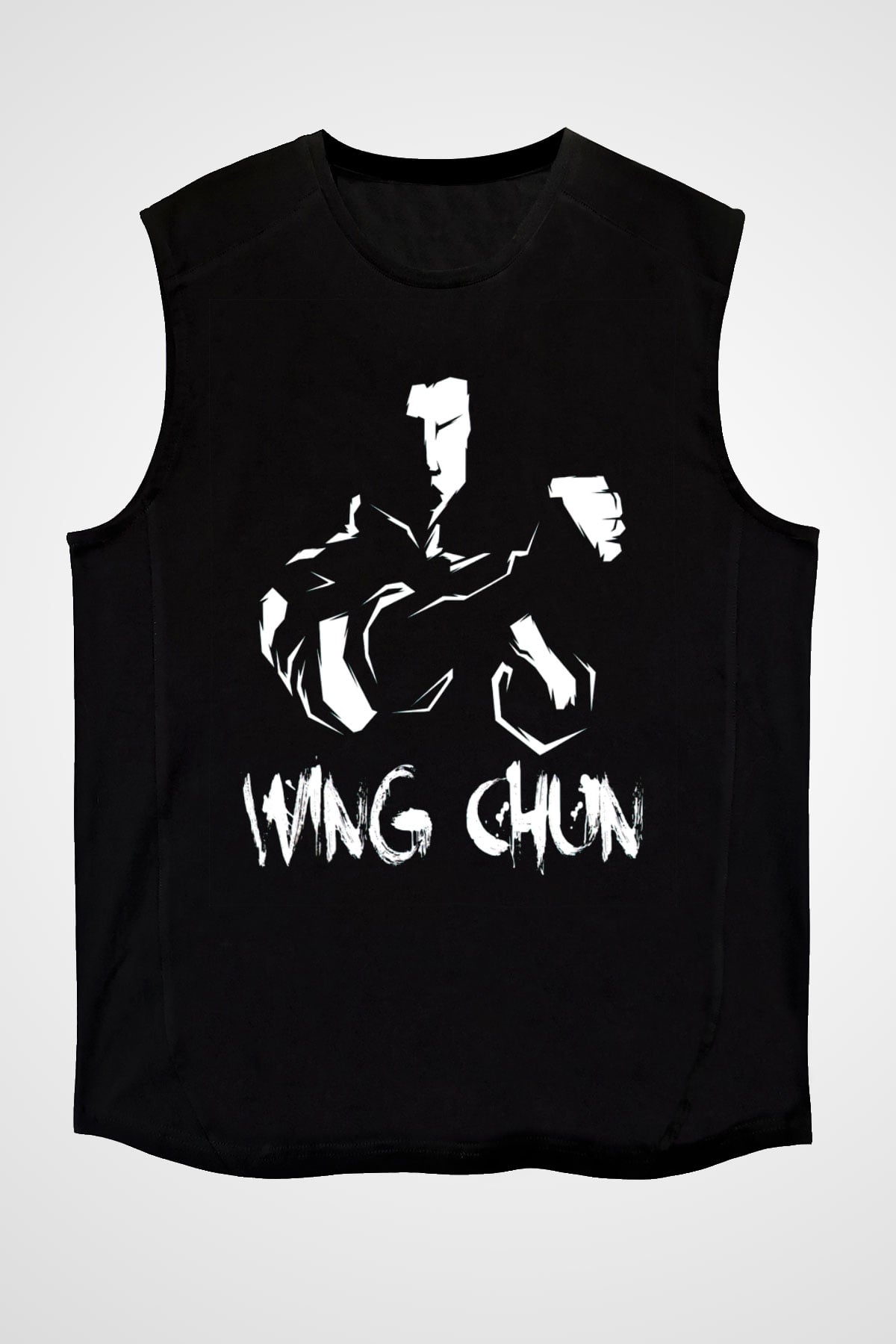 Wing Chun Baskılı Unisex Siyah  Kolsuz Tişört