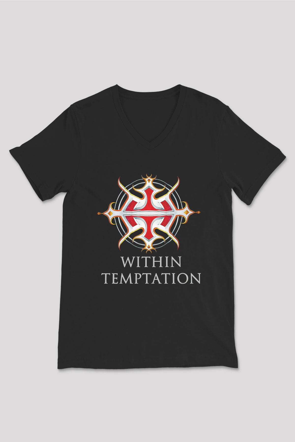 Within Temptation Siyah Unisex V Yaka Tişört T-Shirt