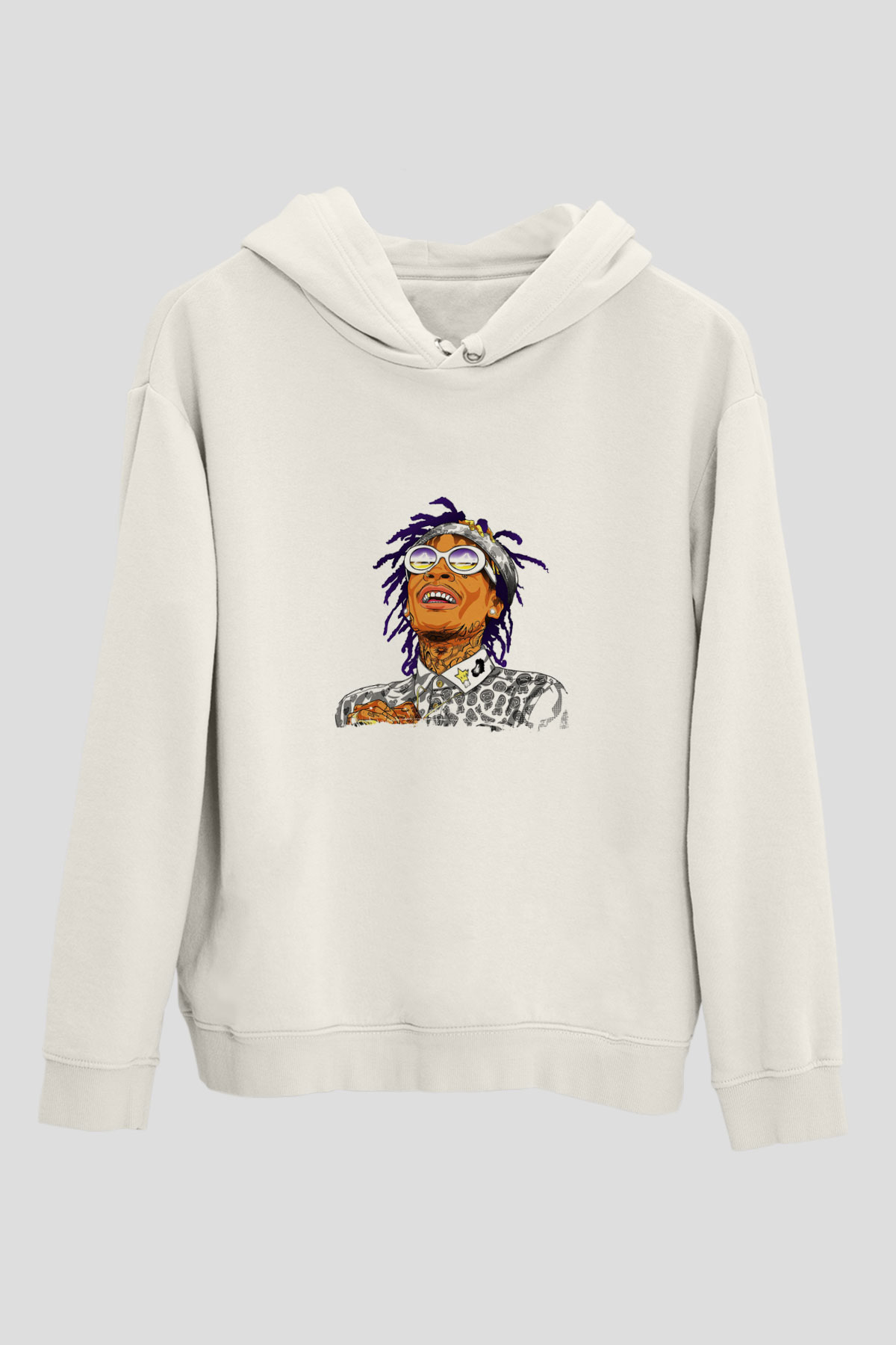 Wiz Khalifa Baskılı Unisex Beyaz Kapüşonlu Sweatshirt