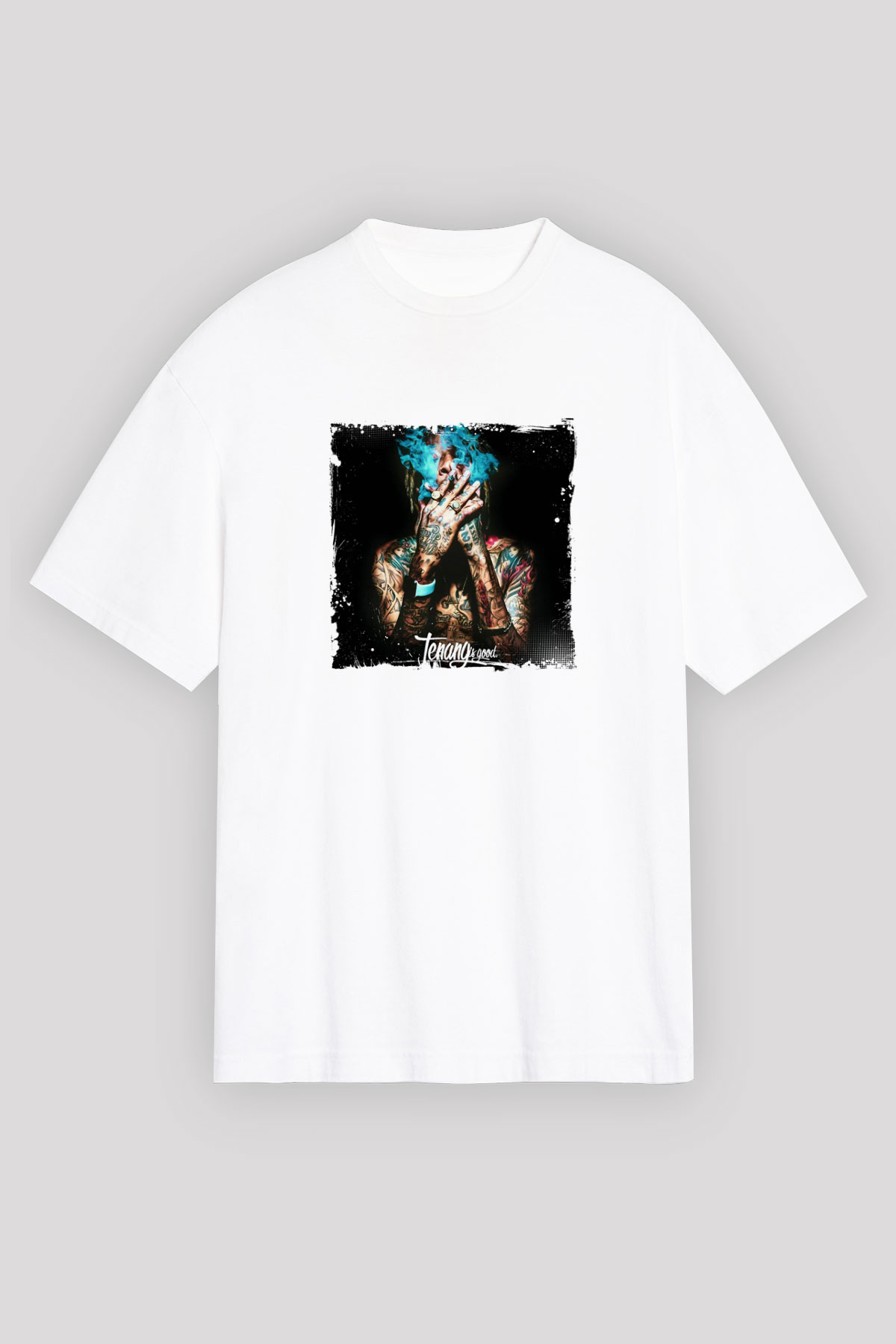 Wiz Khalifa Baskılı Unisex Beyaz Tişört