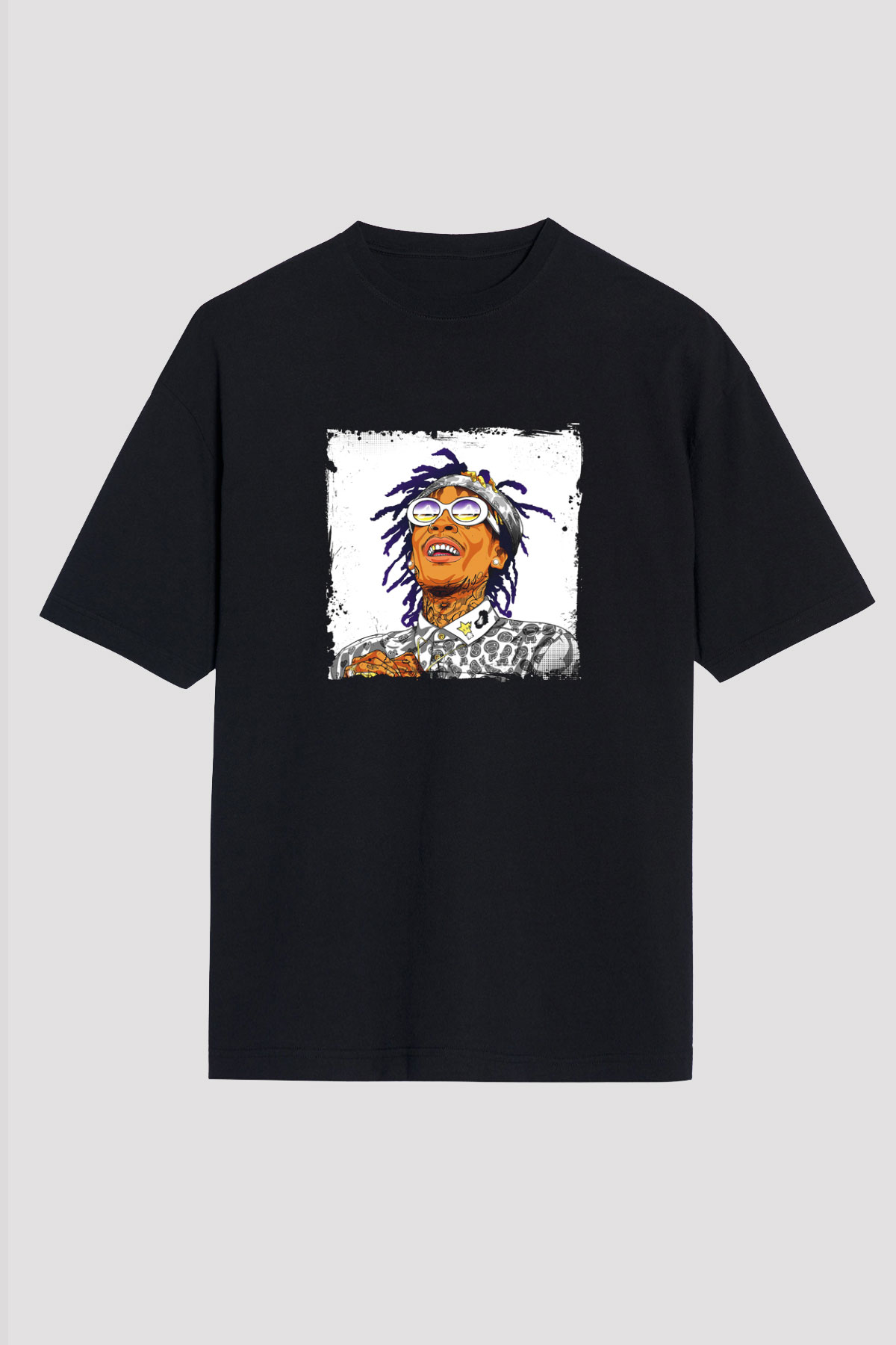 Wiz Khalifa Baskılı Unisex Oversize Siyah Tişört