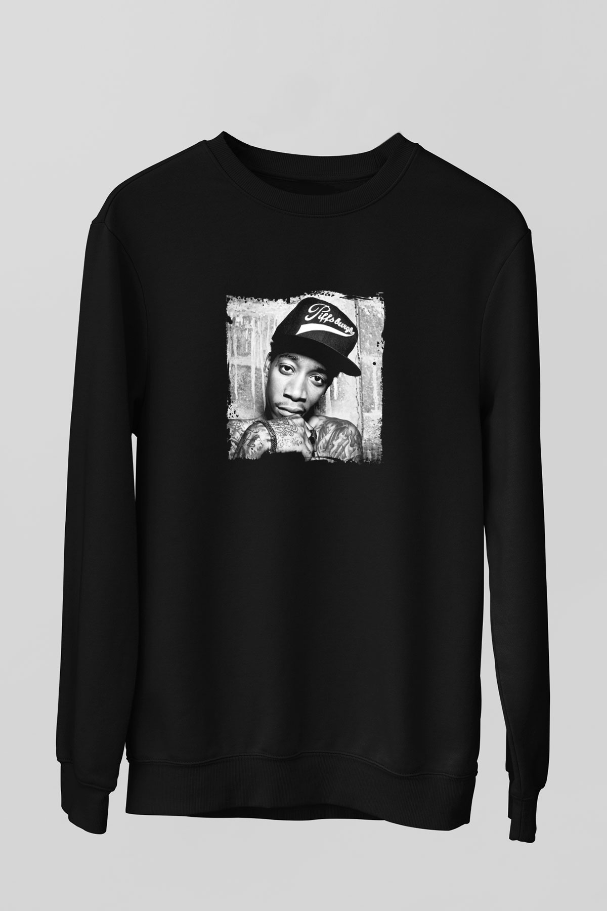 Wiz Khalifa Baskılı Unisex Siyah Sweatshirt