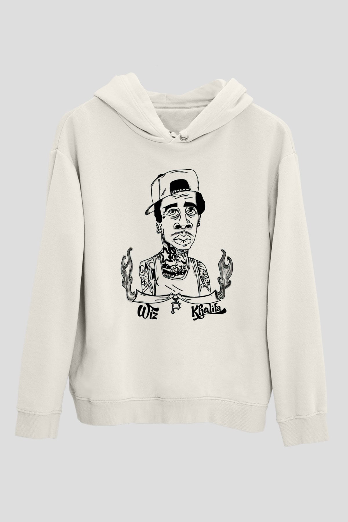 Wiz Khalifa Beyaz Unisex Kapşonlu Sweatshirt