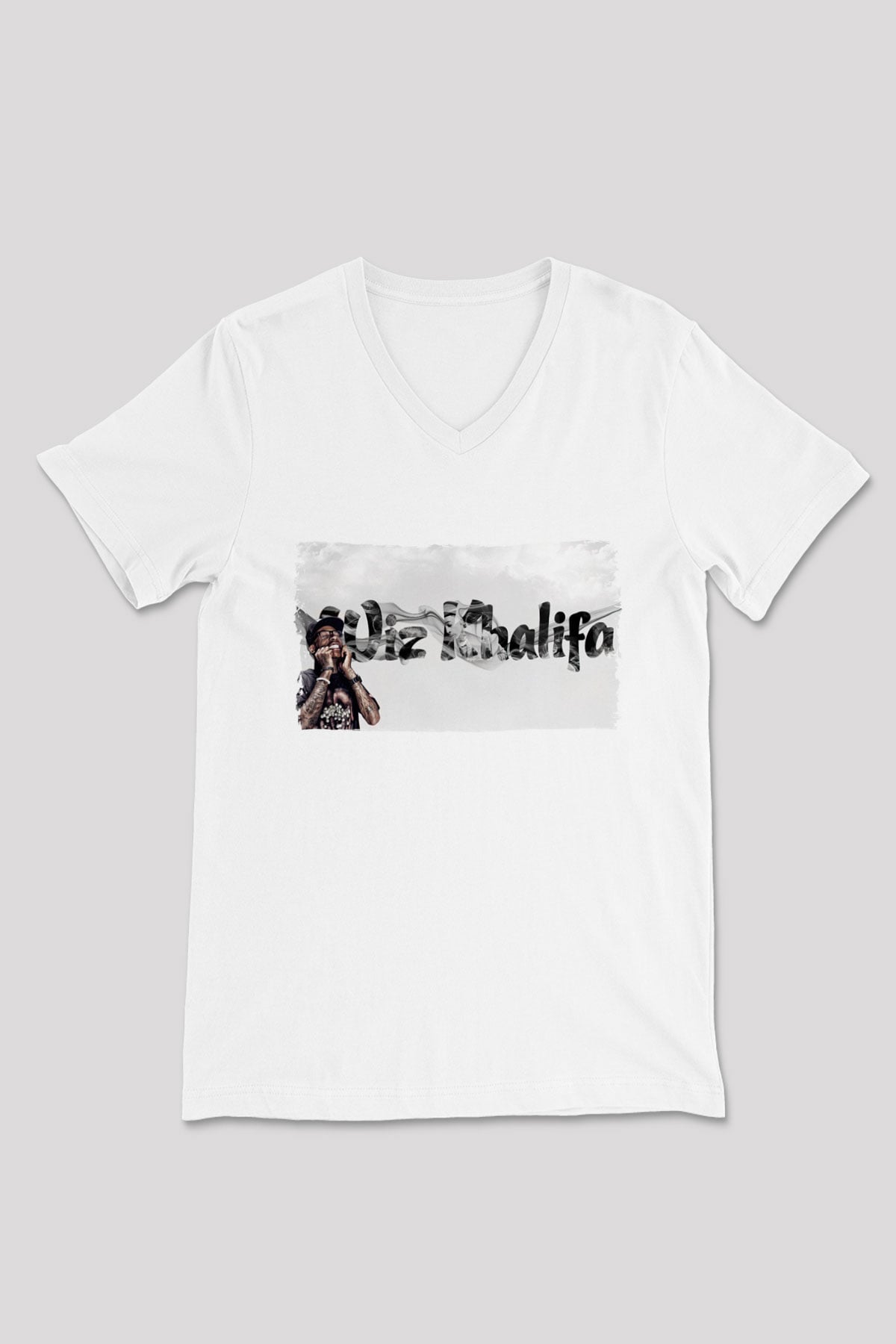 Wiz Khalifa Beyaz Unisex V Yaka Tişört
