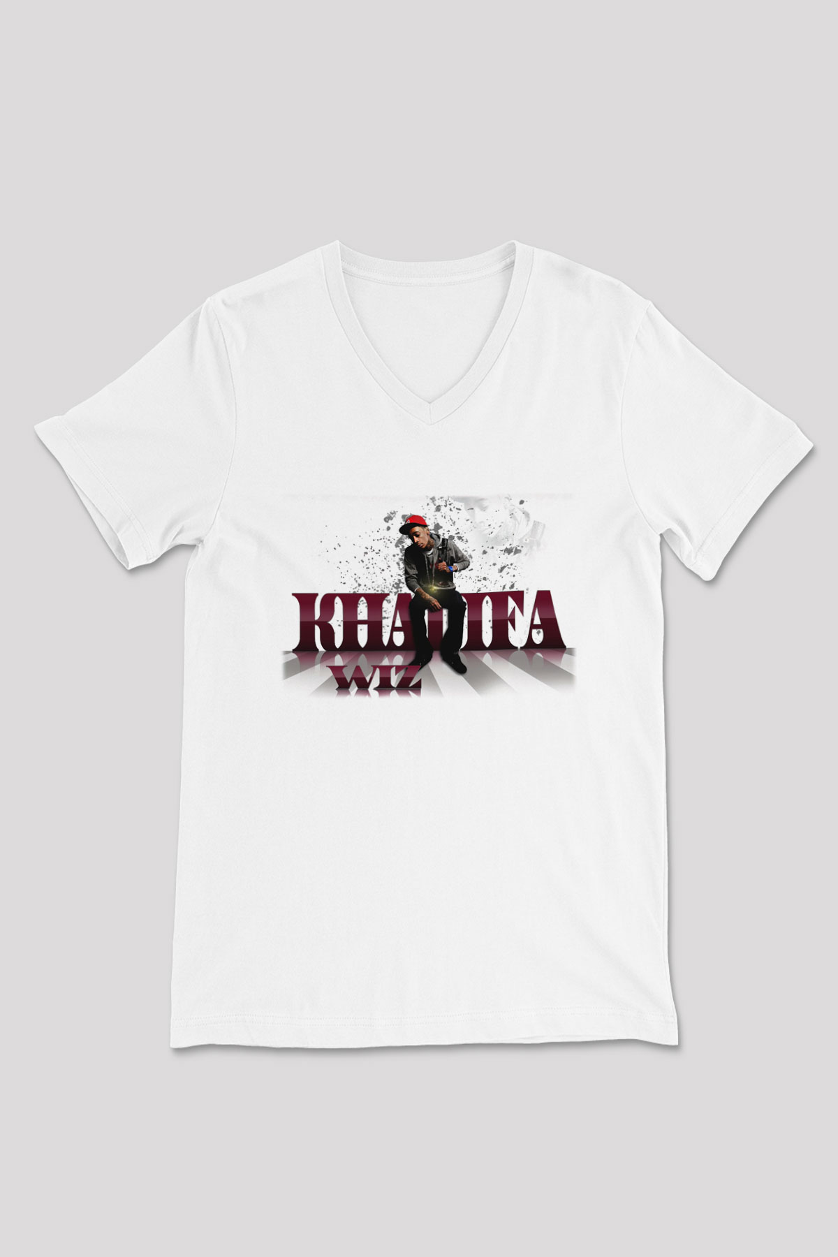 Wiz Khalifa Beyaz Unisex V Yaka Tişört T-Shirt