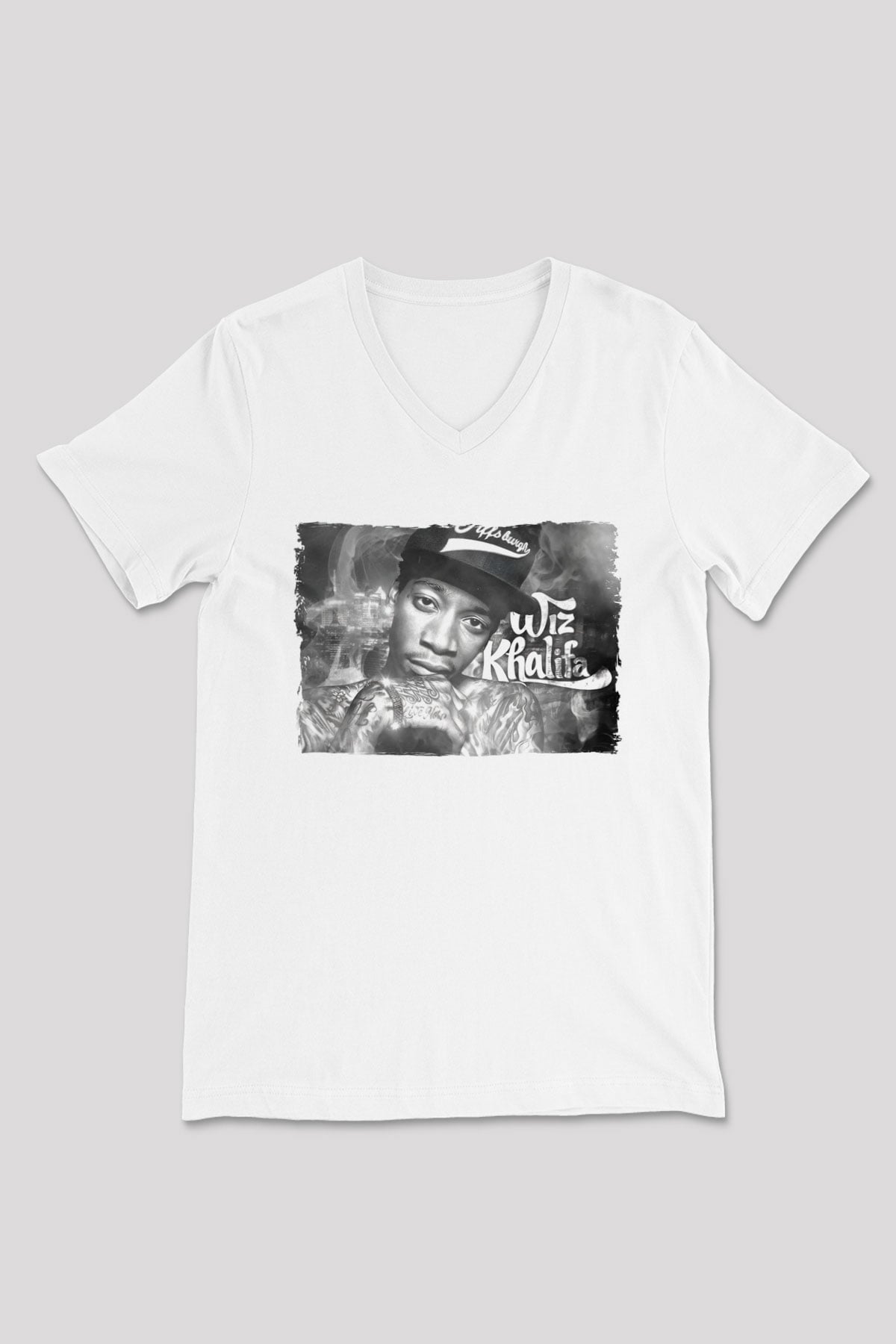 Wiz Khalifa Beyaz Unisex V Yaka Tişört