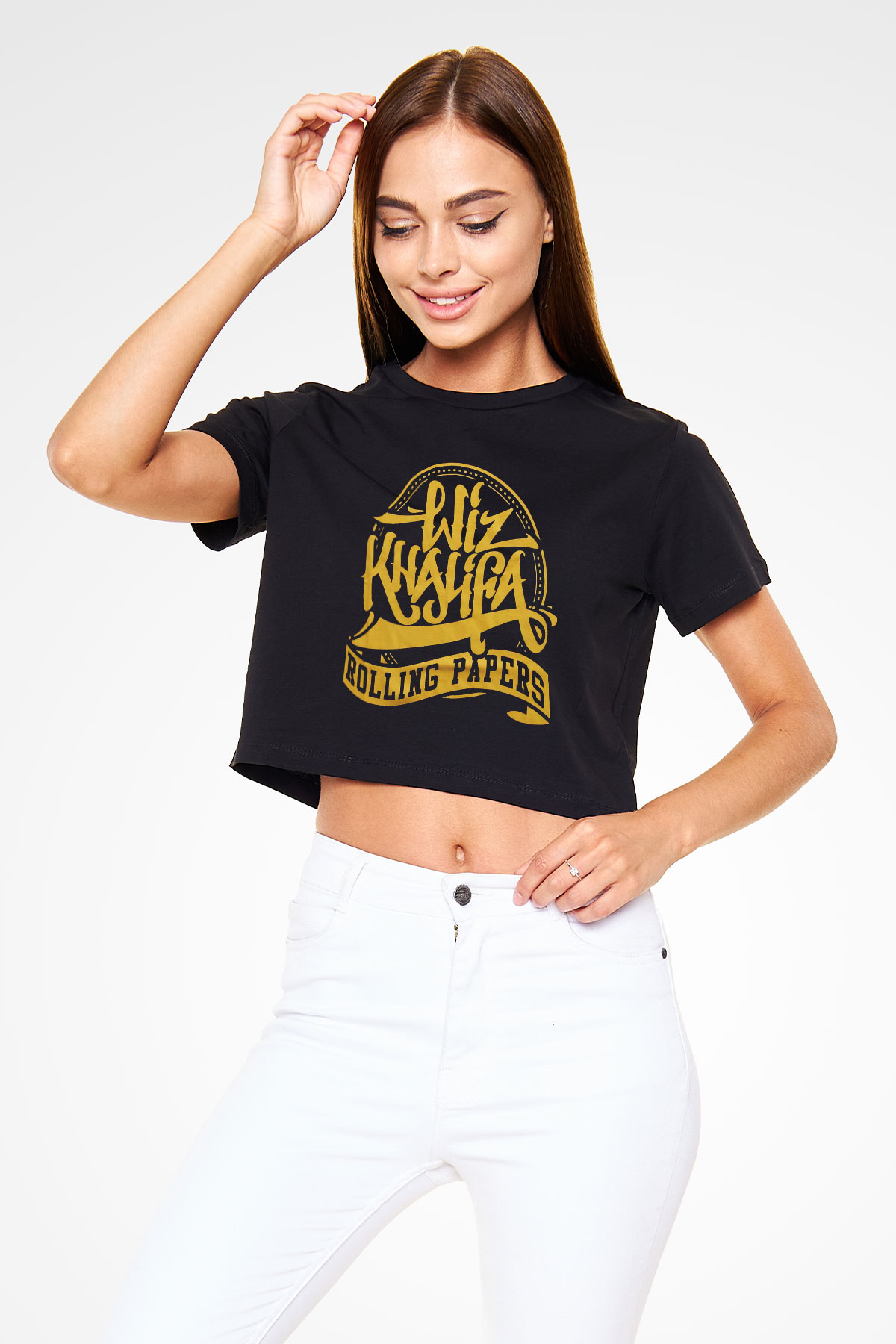Wiz Khalifa Siyah Crop Top Tişört