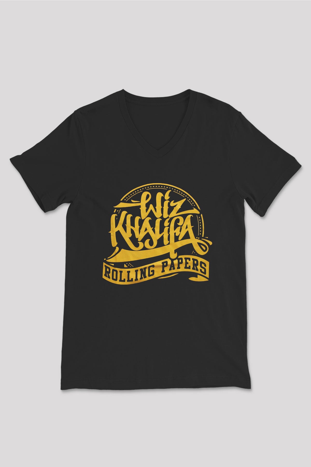 Wiz Khalifa Siyah Unisex V Yaka Tişört T-Shirt