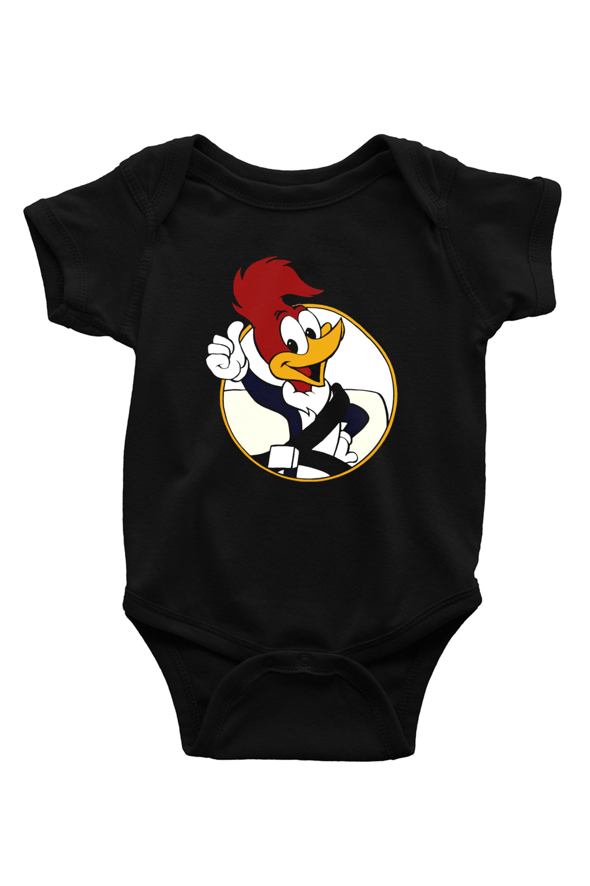 Woody Woodpecker Baskılı Siyah Bebek Body - Zıbın