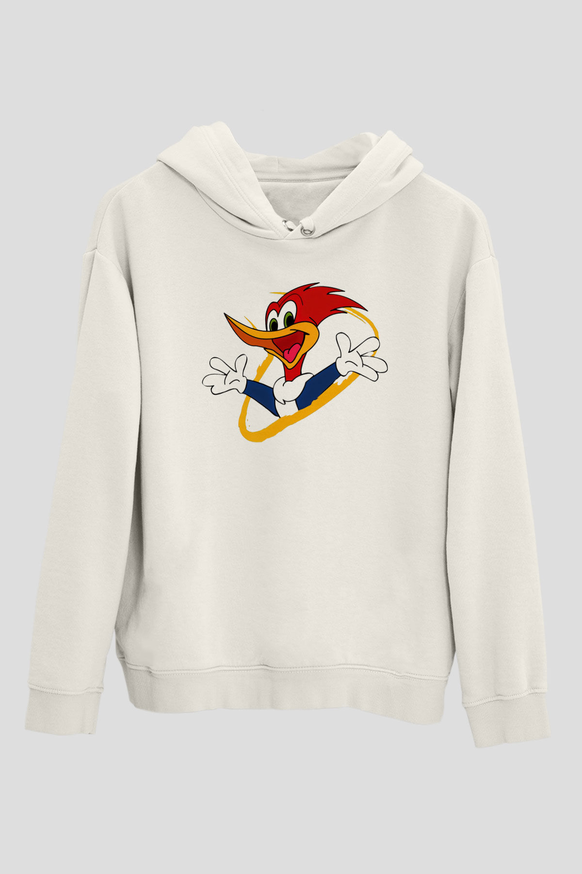 Woody Woodpecker Beyaz Unisex Kapşonlu Sweatshirt