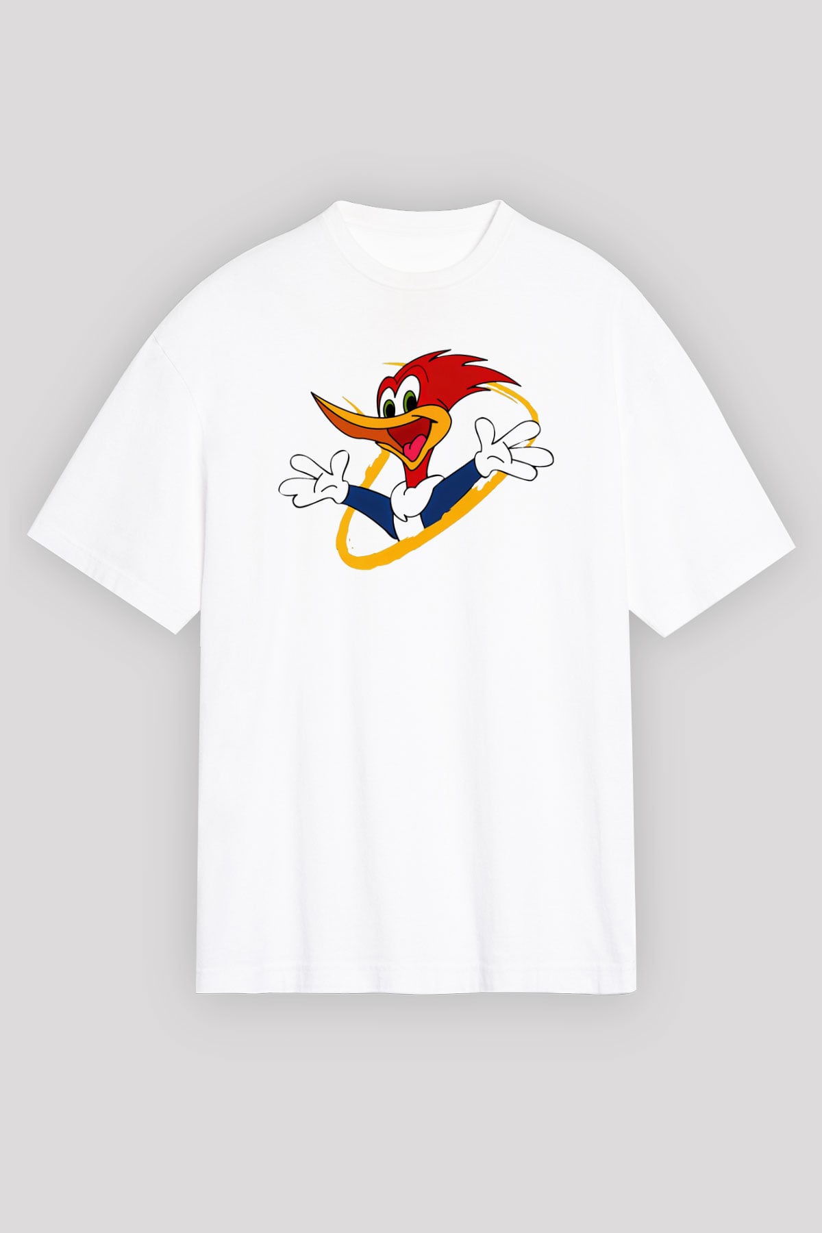 Woody Woodpecker Beyaz Unisex Oversize Tişört