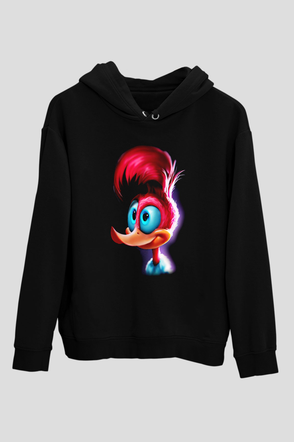 Woody Woodpecker Siyah Unisex Kapüşonlu Sweatshirt