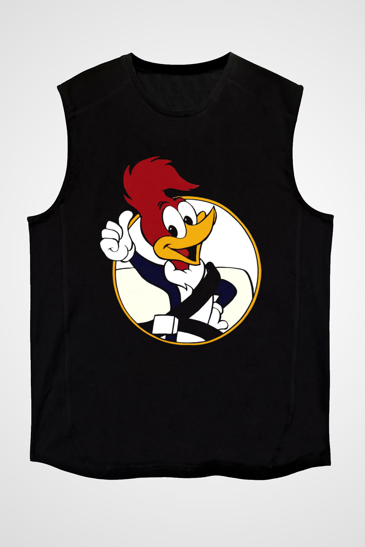 Woody Woodpecker Siyah Unisex Kolsuz Tişört