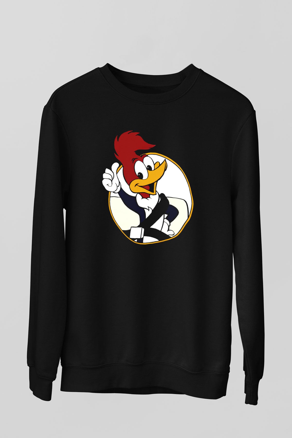 Woody Woodpecker Siyah Unisex Sweatshirt