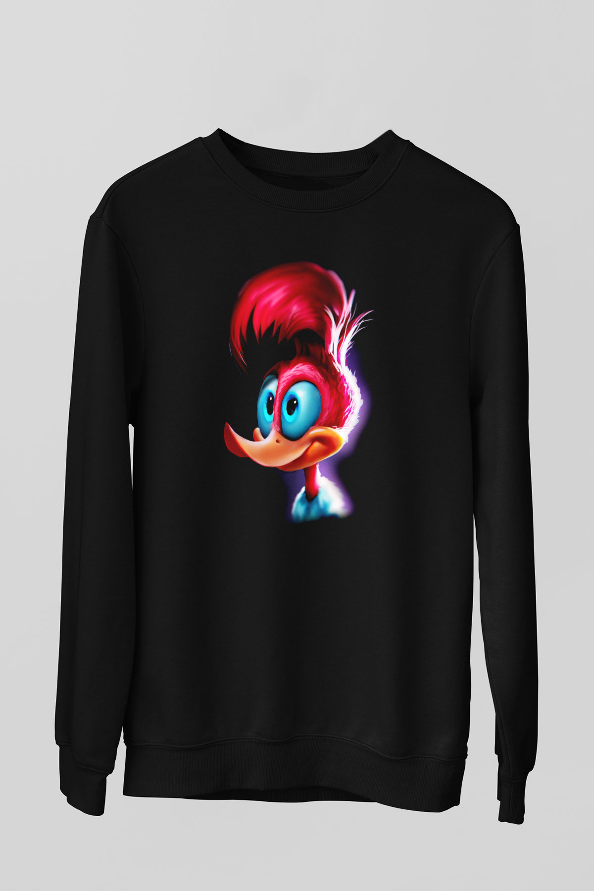 Woody Woodpecker Siyah Unisex Sweatshirt