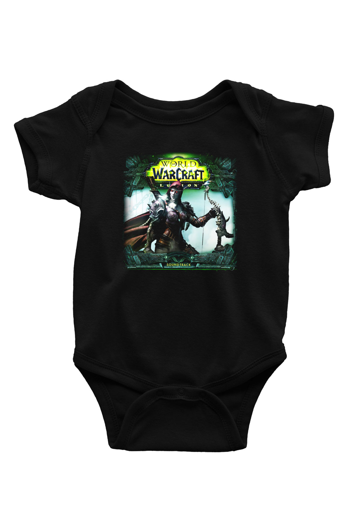 World of Warcraft Baskılı Siyah Bebek Body - Zıbın