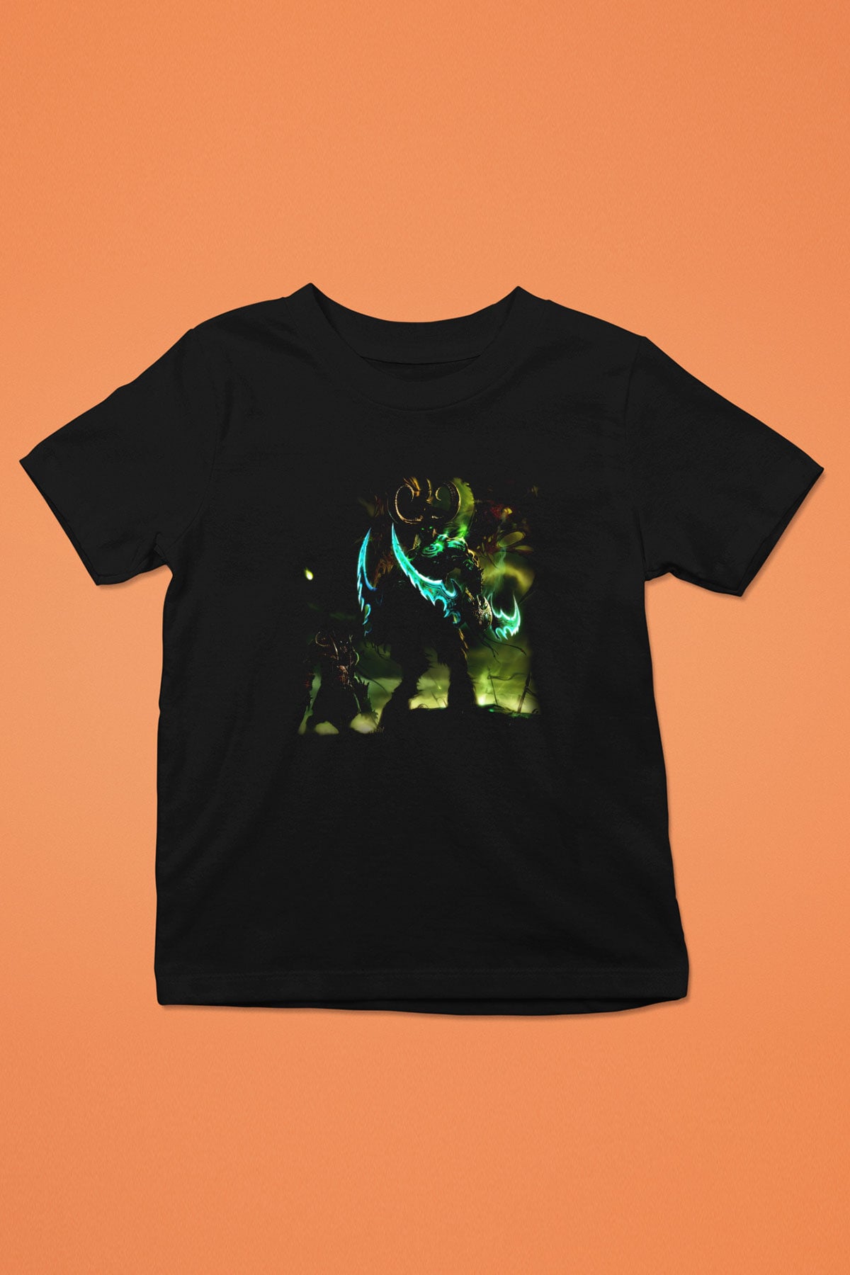 World of Warcraft Baskılı Siyah Unisex Çocuk Tişört