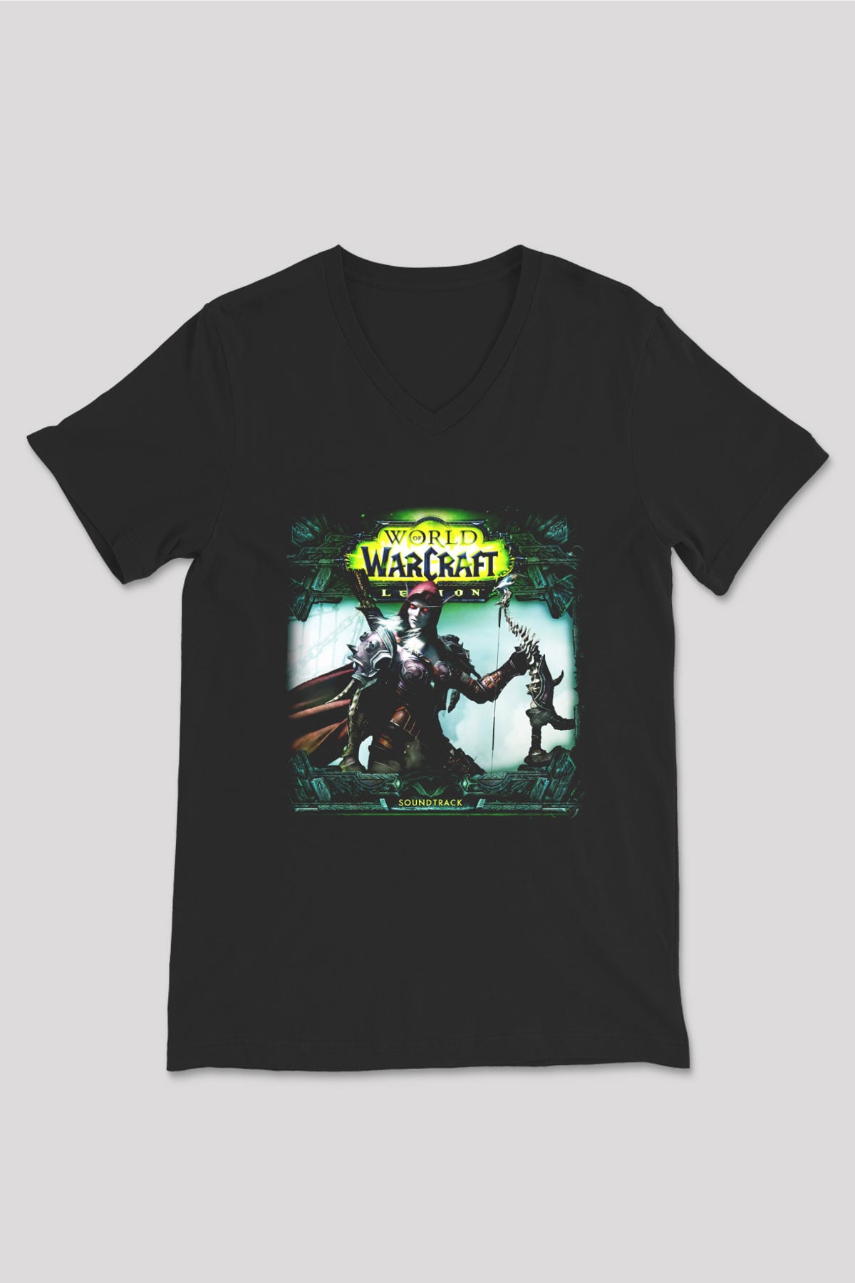 World of Warcraft Siyah Unisex V Yaka Tişört T-Shirt