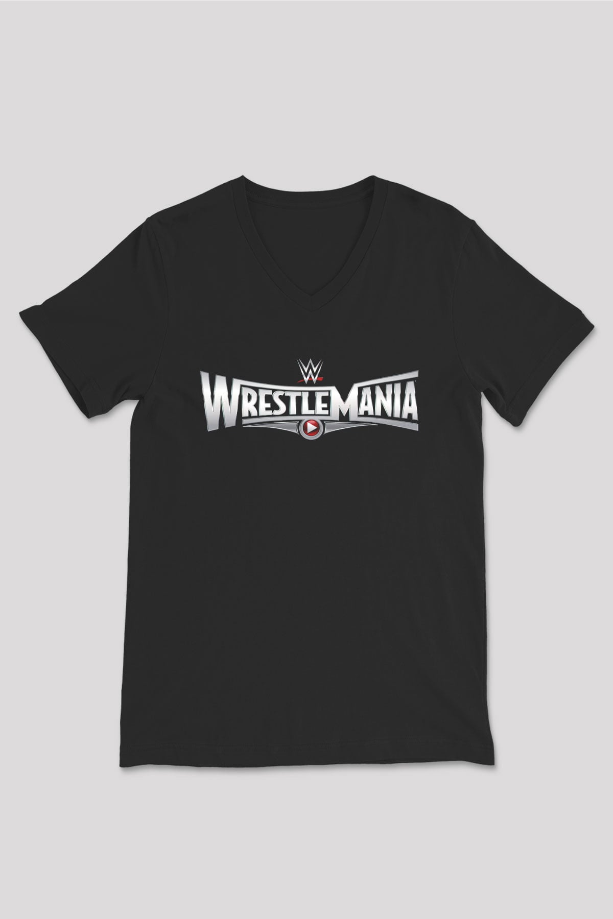 WrestleMania Siyah Unisex  V Yaka Tişört