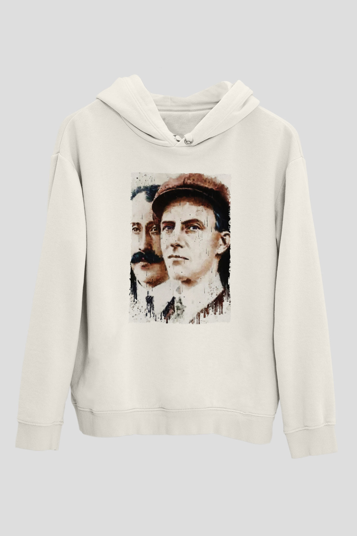 Wright Kardeşler Baskılı Unisex Ekru Hoodie