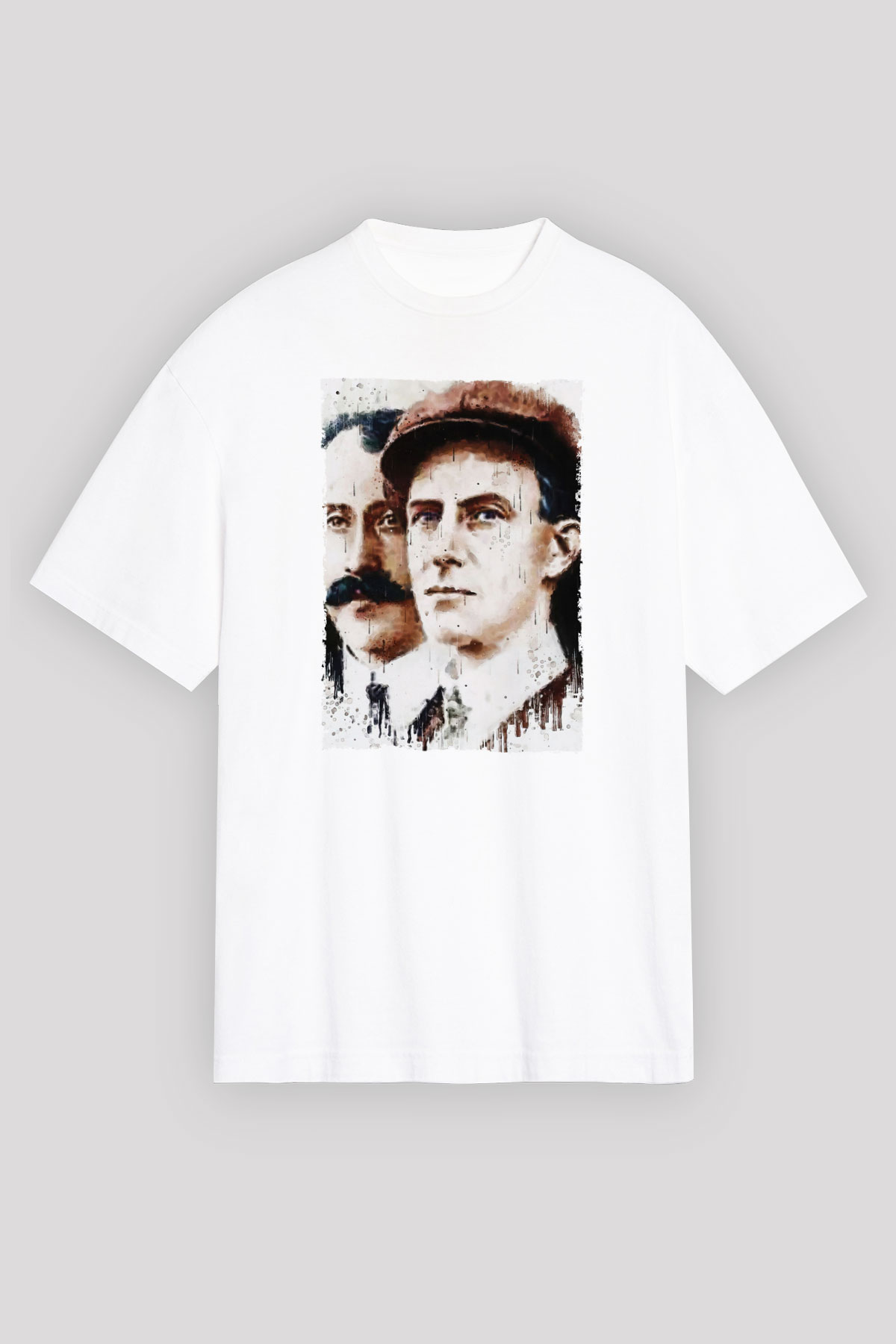Wright Kardeşler Baskılı Unisex Oversize Beyaz Tişört - Tshirt
