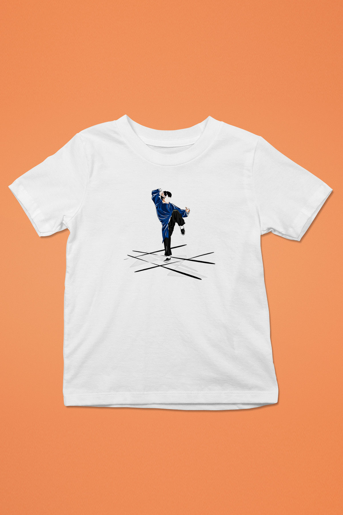 Wushu Baskılı Unisex Beyaz Çocuk Tişört - Tshirt