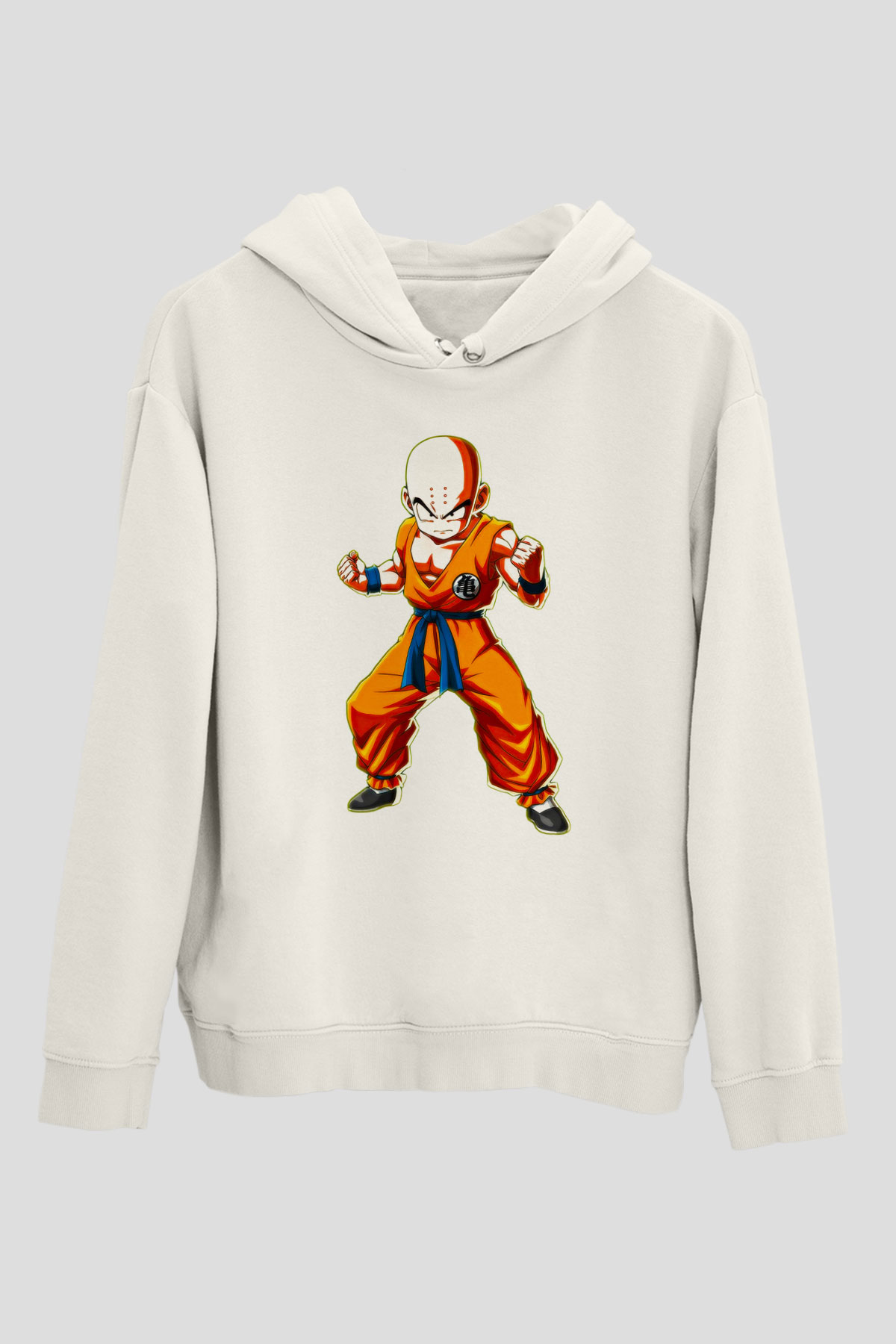 Wushu Baskılı Unisex Ekru Hoodie