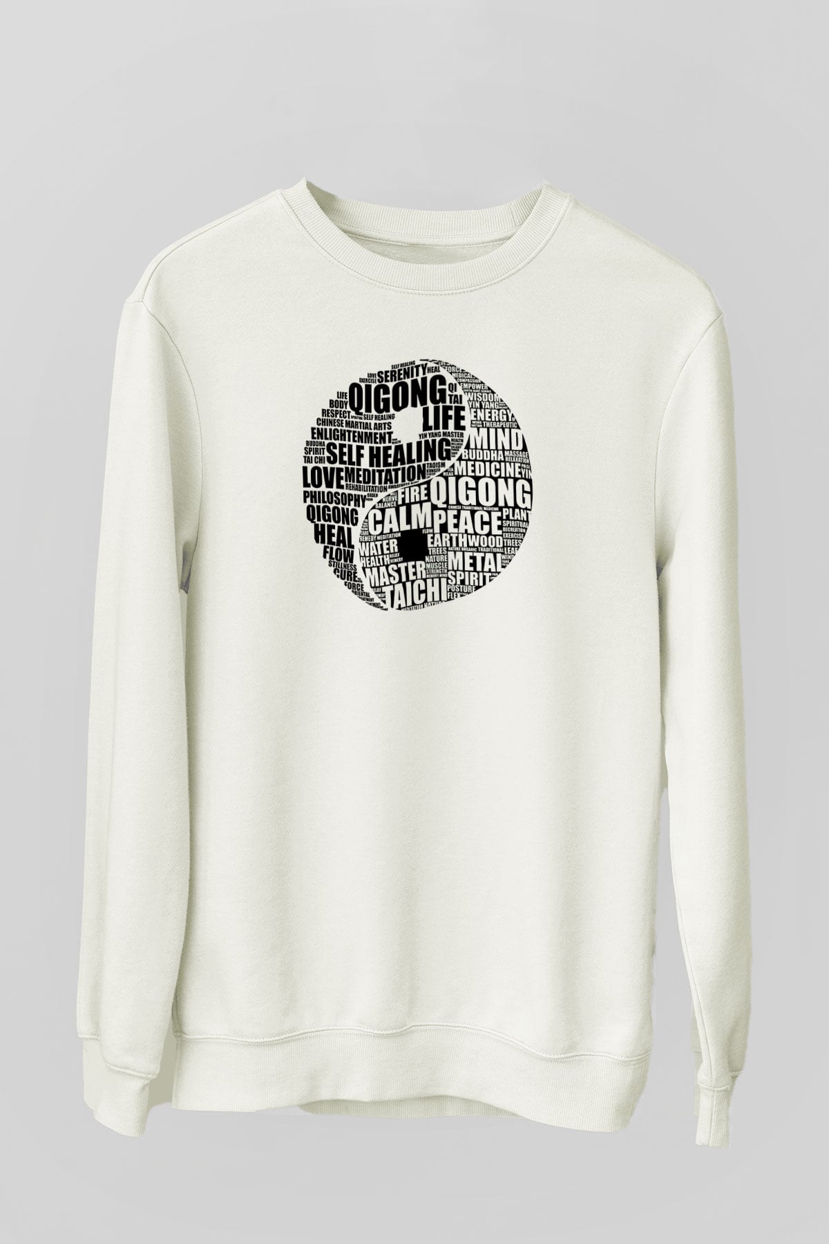 Wushu Baskılı Unisex Ekru Sweatshirt