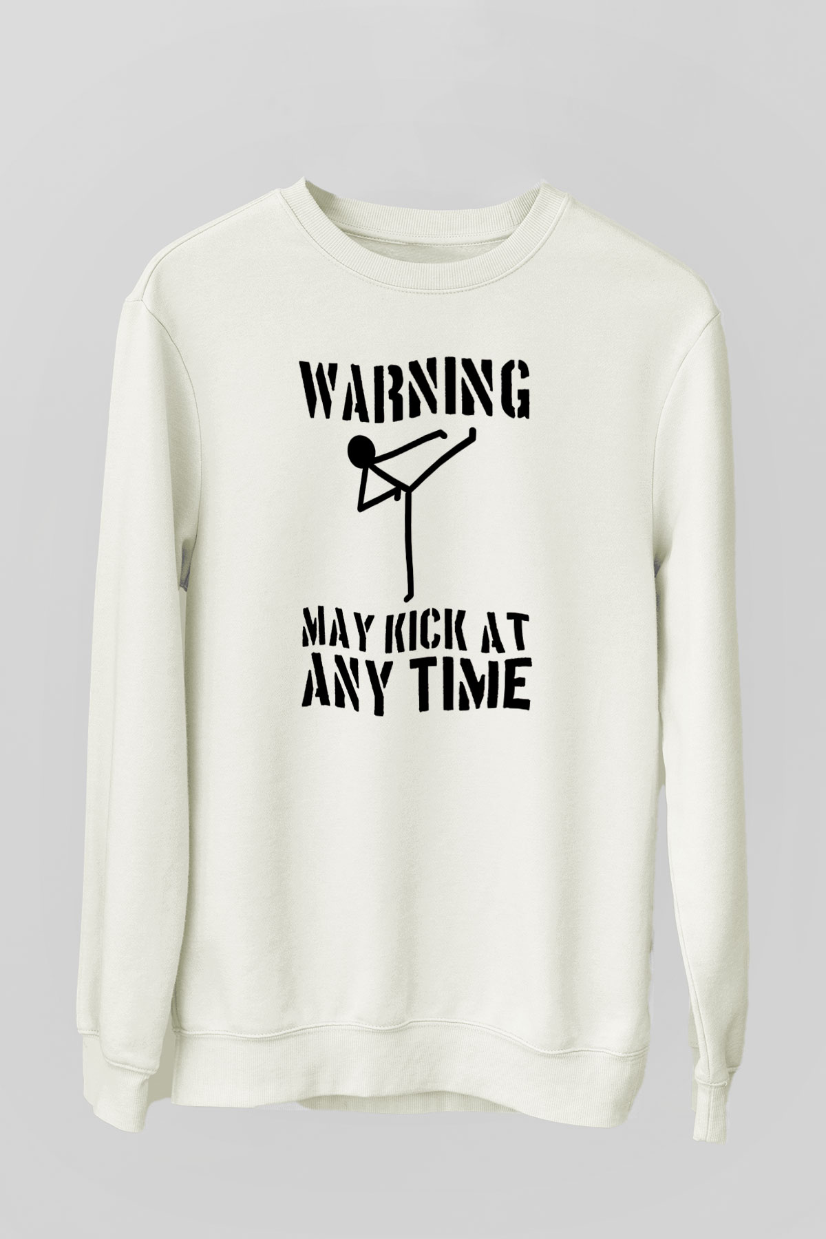 Wushu Baskılı Unisex Ekru Sweatshirt