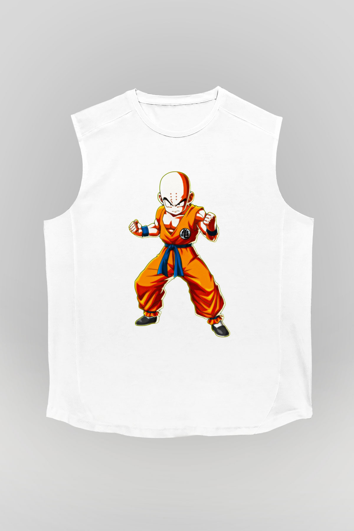 Wushu Baskılı Unisex Kolsuz Beyaz Tişört