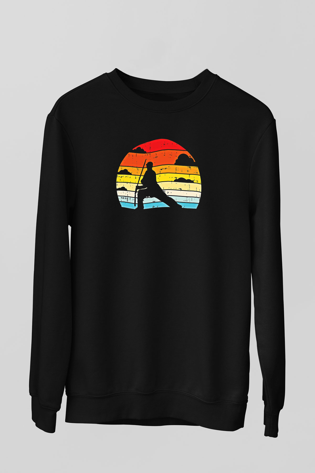 Wushu Baskılı Unisex Siyah Sweatshirt