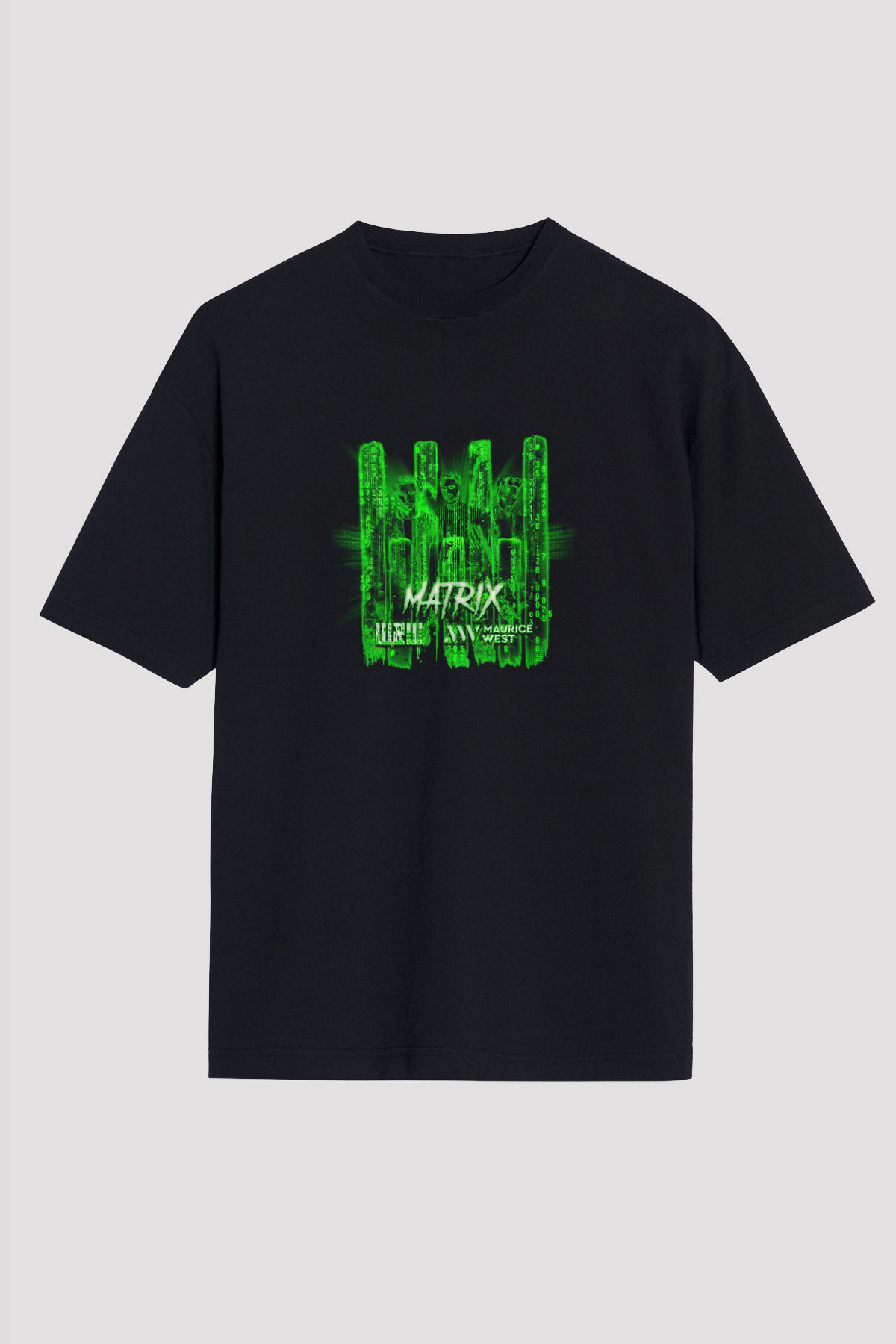 W&W Baskılı Unisex Oversize Siyah Tişört