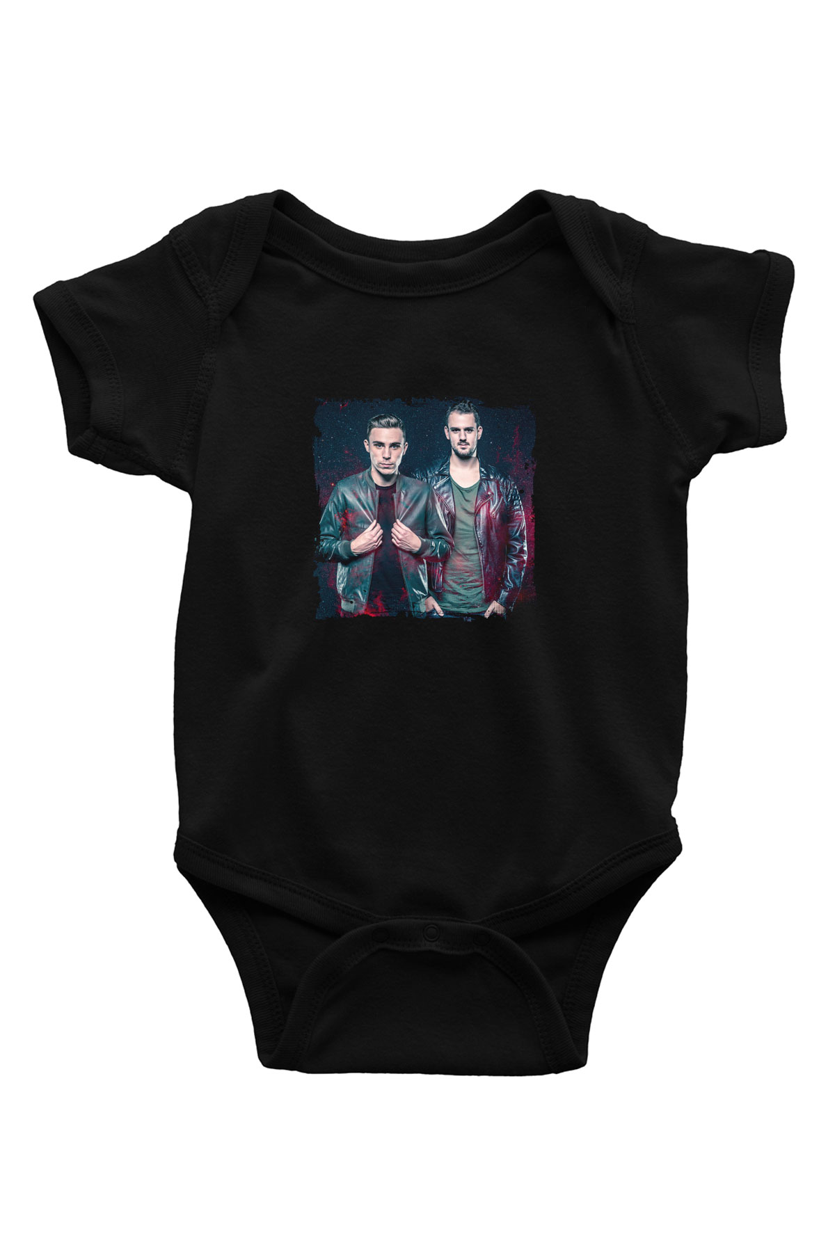 W&W Baskılı Unisex Siyah Bebek Body - Zıbın