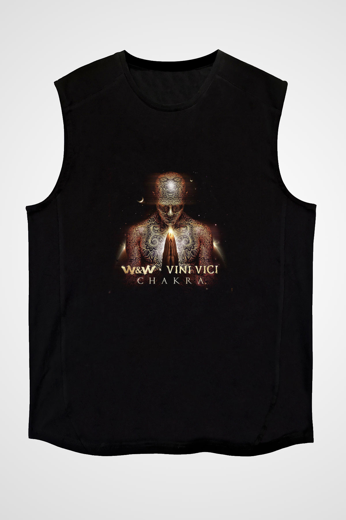 W&W Baskılı Unisex Siyah Kolsuz Tişört