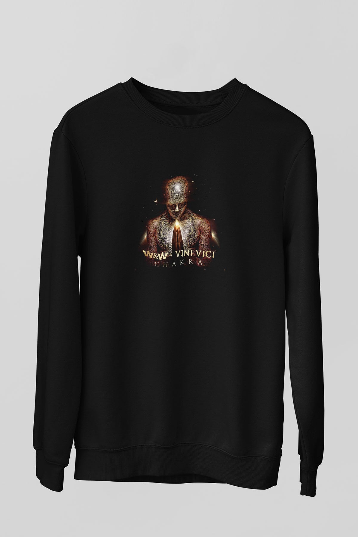 W&W Baskılı Unisex Siyah Sweatshirt