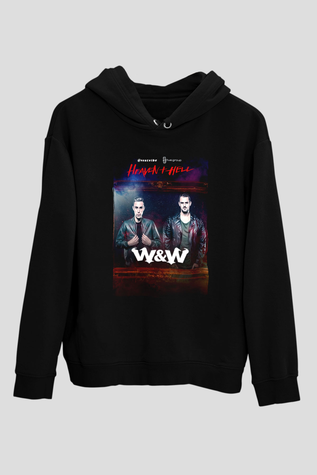 W&W Siyah Unisex Kapüşonlu Sweatshirt
