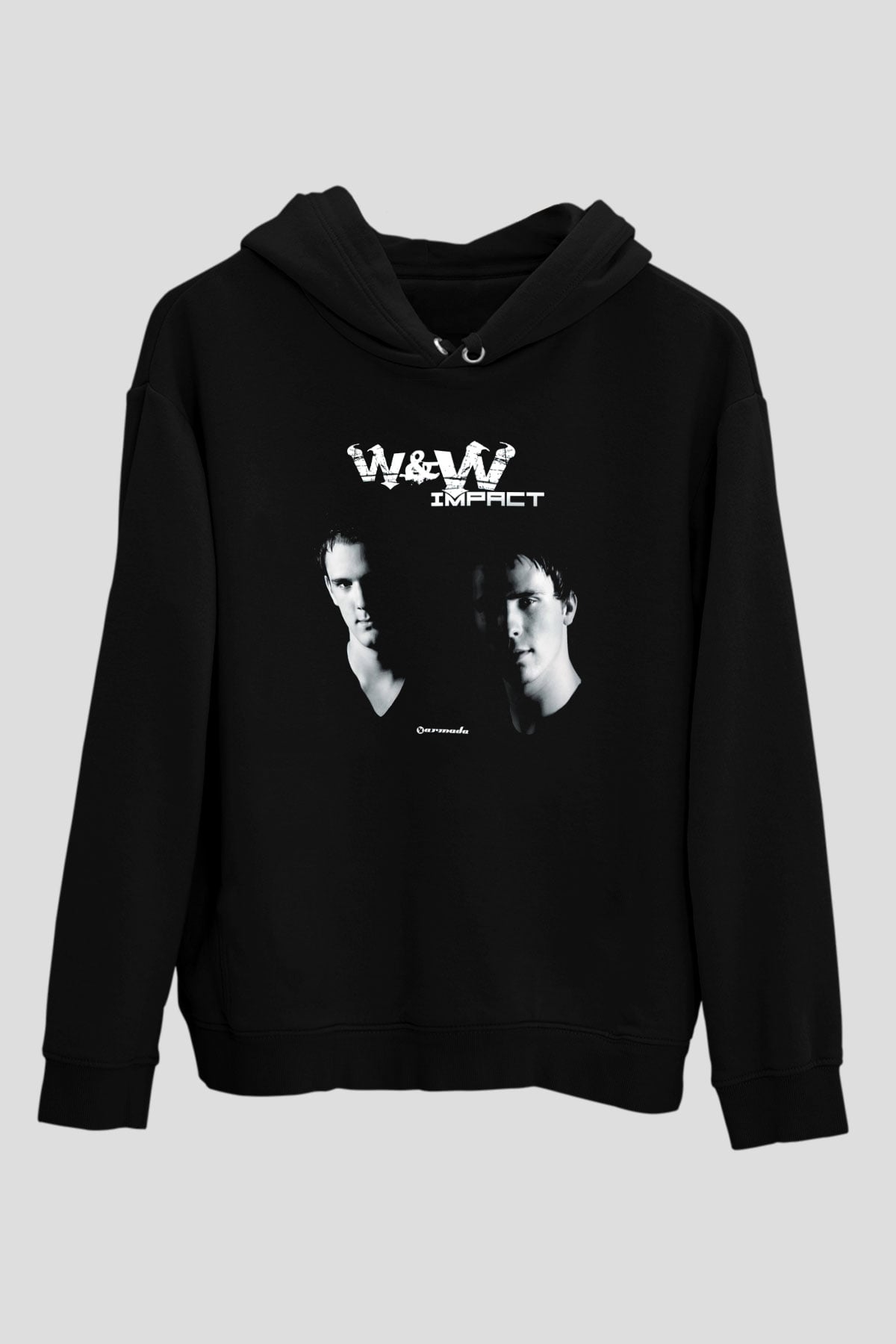 W&W Siyah Unisex Kapüşonlu Sweatshirt