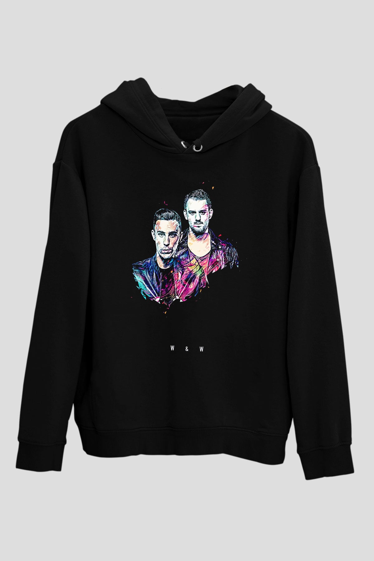 W&W Siyah Unisex Kapüşonlu Sweatshirt