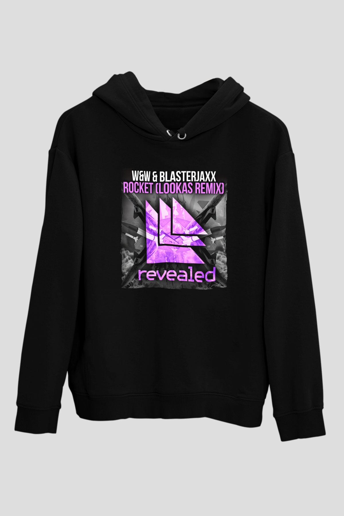 W&W Siyah Unisex Kapüşonlu Sweatshirt