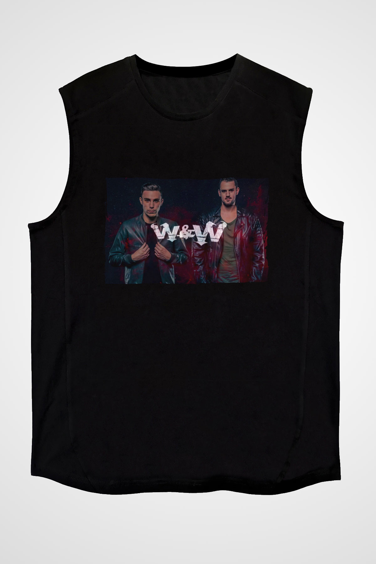 W&W Siyah Unisex Kolsuz Tişört