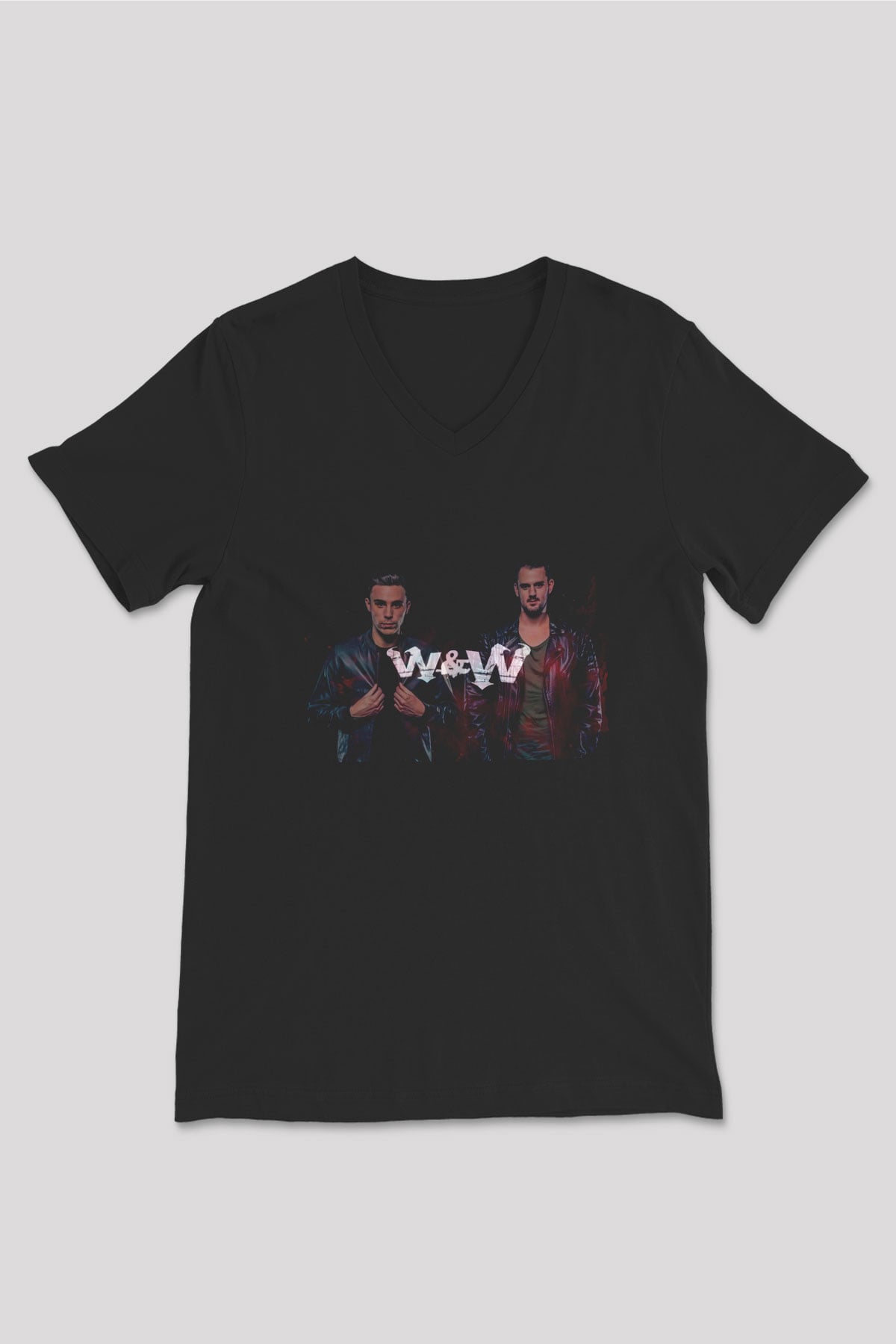 W&W Siyah Unisex V Yaka Tişört