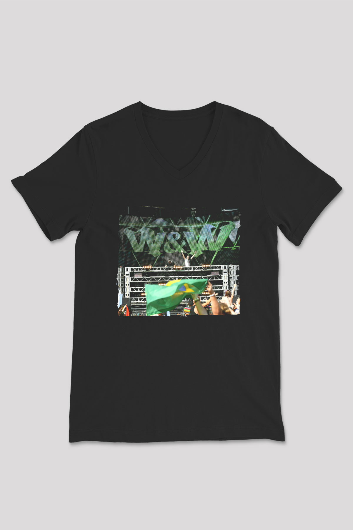 W&W Siyah Unisex V Yaka Tişört