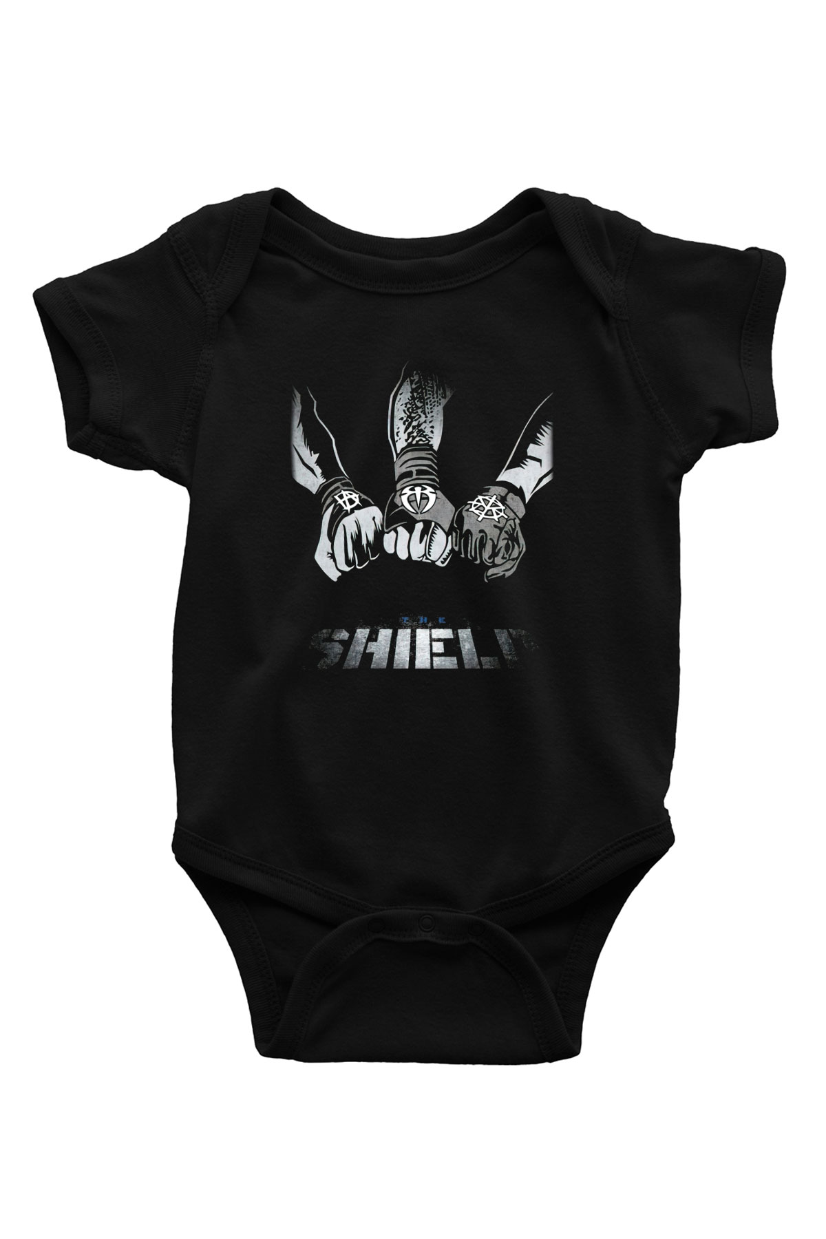 WWE Baskılı Siyah Bebek Body - Zıbın