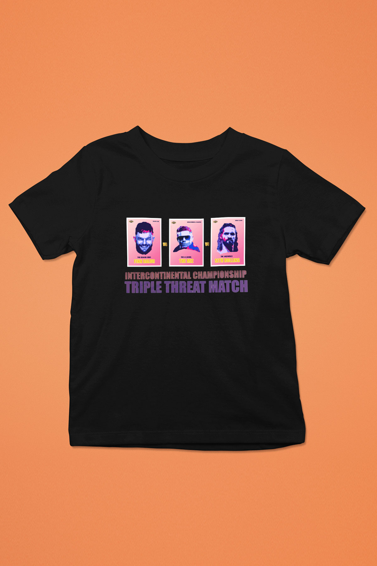 WWE Baskılı Siyah Unisex Çocuk Tişört