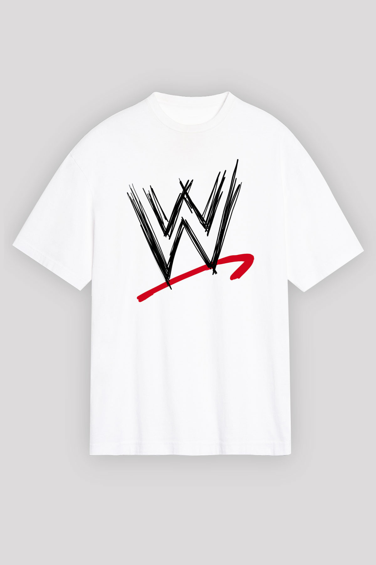 WWE Beyaz Unisex Oversize Tişört
