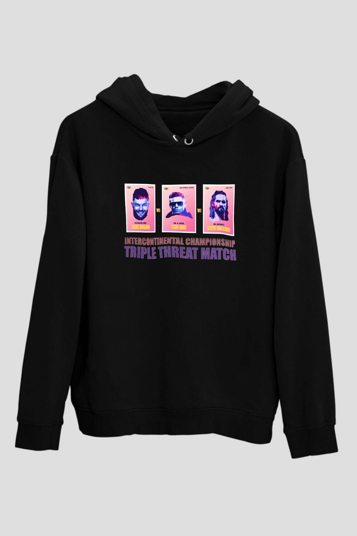 WWE Siyah Unisex Kapüşonlu Sweatshirt