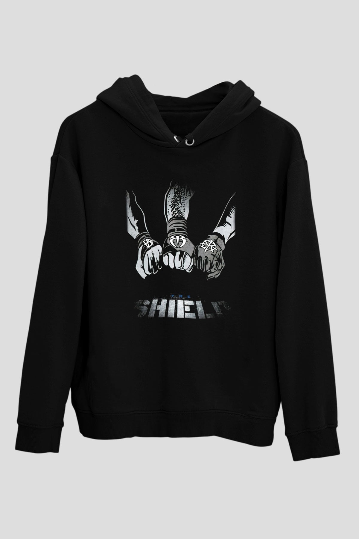 WWE Siyah Unisex Kapüşonlu Sweatshirt