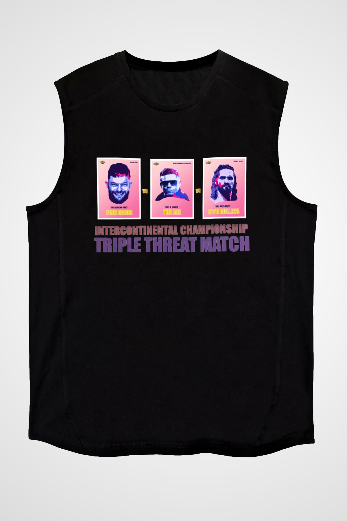 WWE Siyah Unisex Kolsuz Tişört