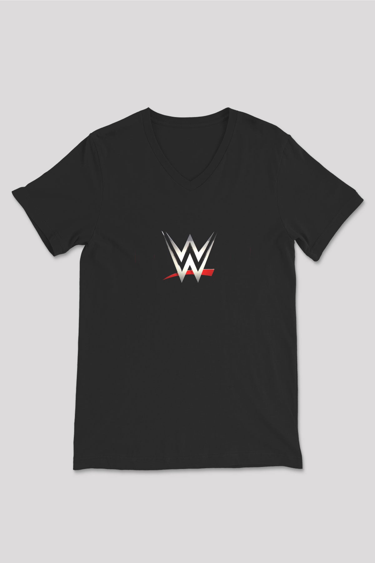 WWE Siyah Unisex  V Yaka Tişört
