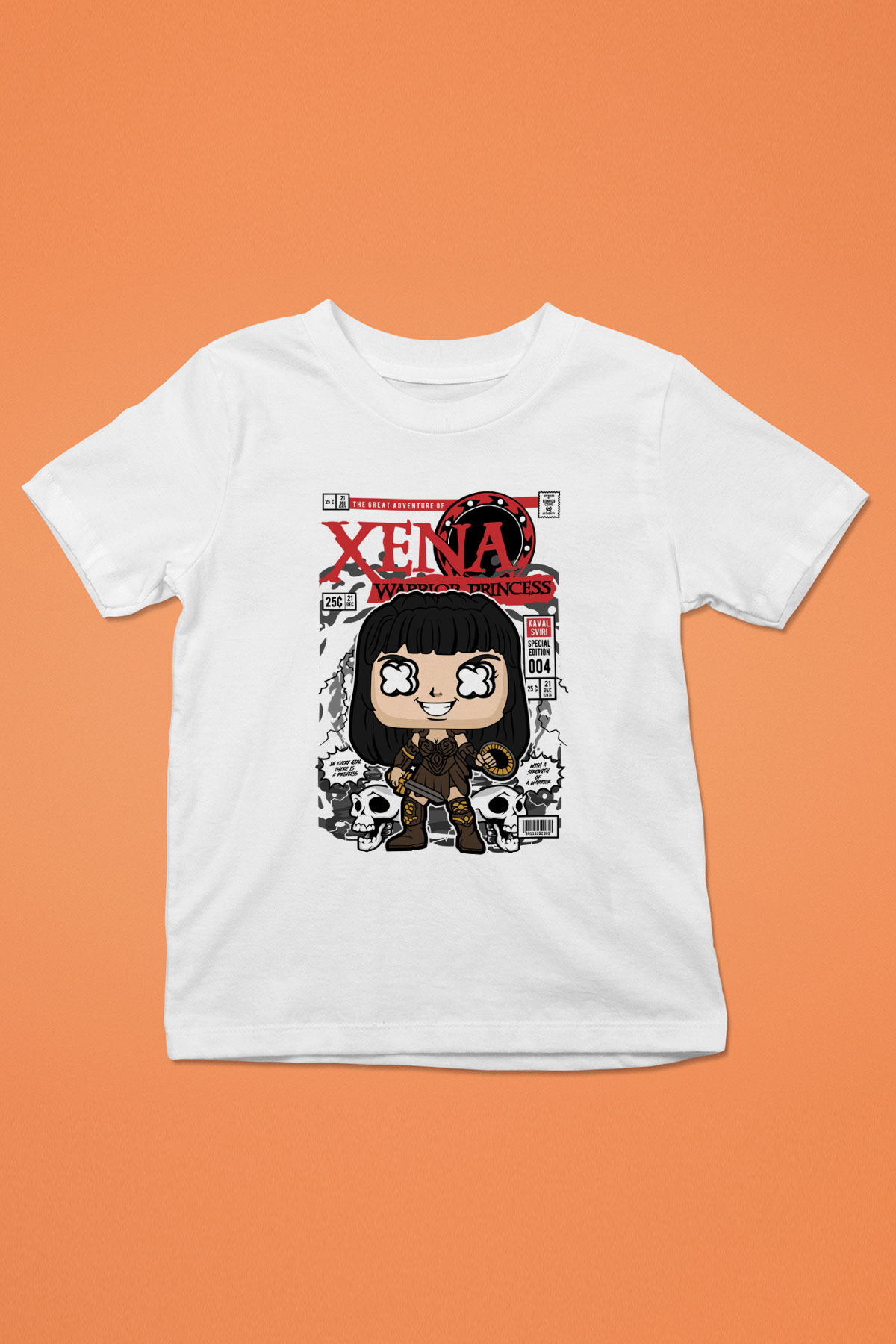 XENA - Savaşçı Prenses Baskılı Unisex Beyaz Çocuk Tişört